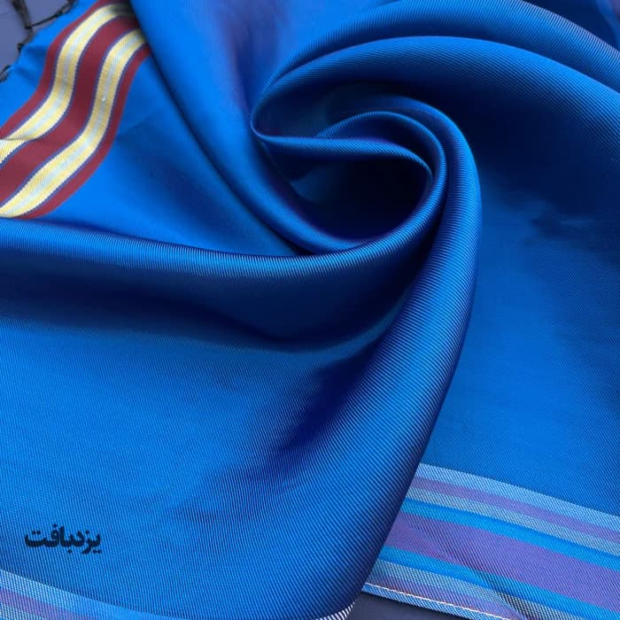 دستمال یزدی ابریشمی اعلا رنگ آبی