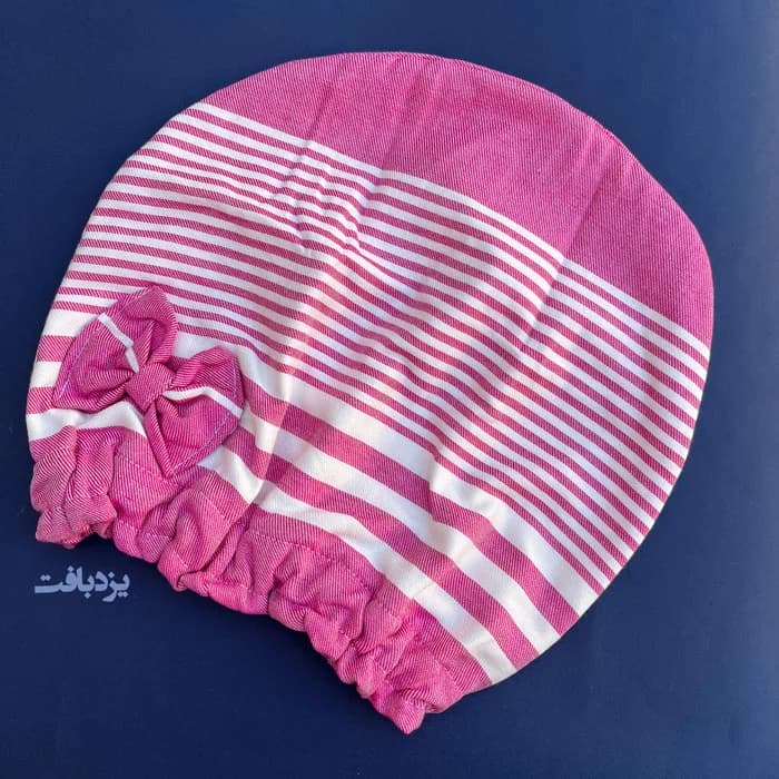 کلاه حمام نخی یزدی دو لایه کشی رنگ صورتی — تصویر ۳