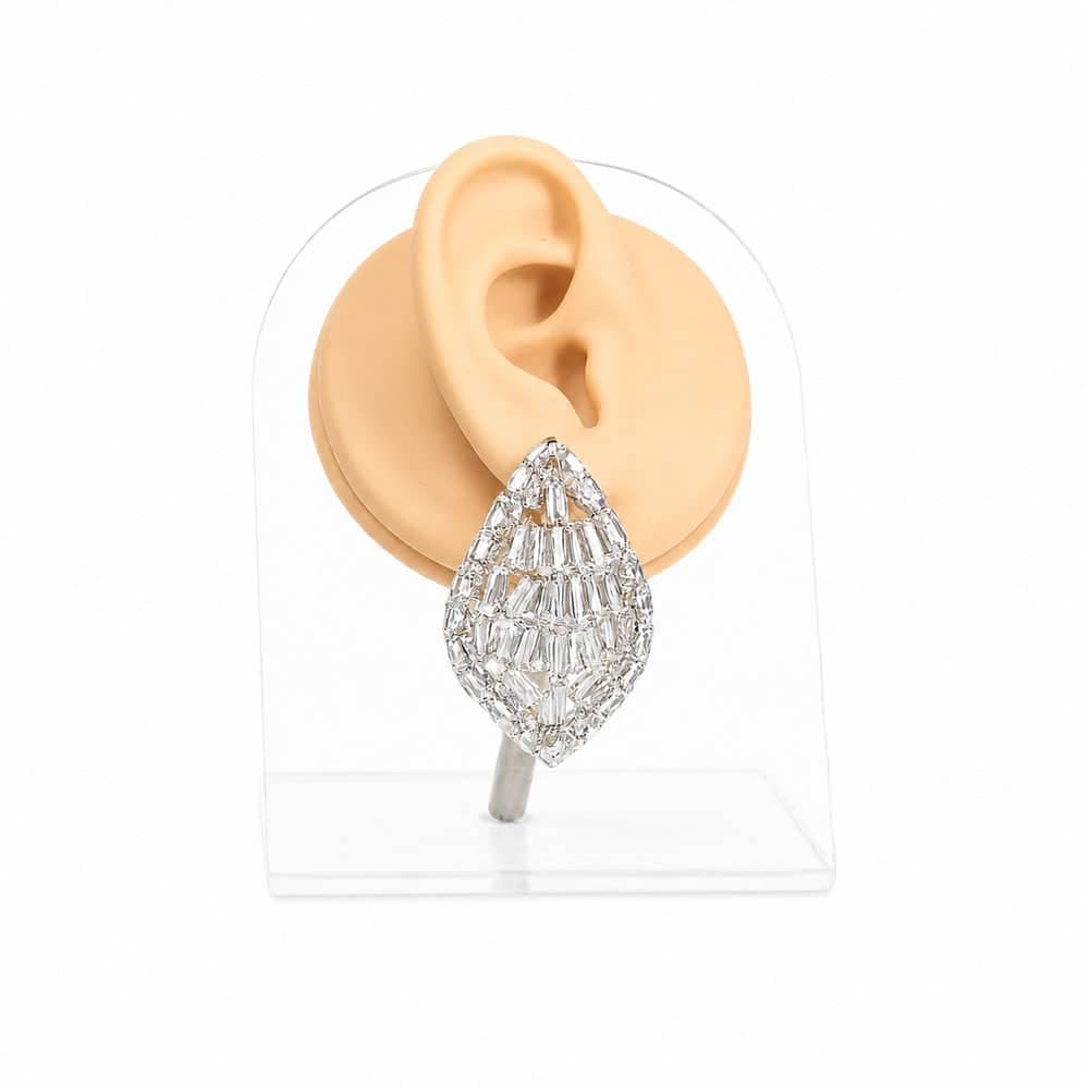گوشواره مجلسی استیل فول نگین زنانه کد GMJ-001 — تصویر ۲