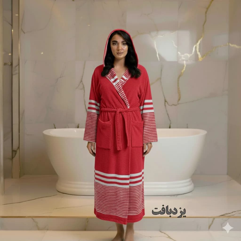 حوله تن پوش نخی یزدی رنگ قرمز