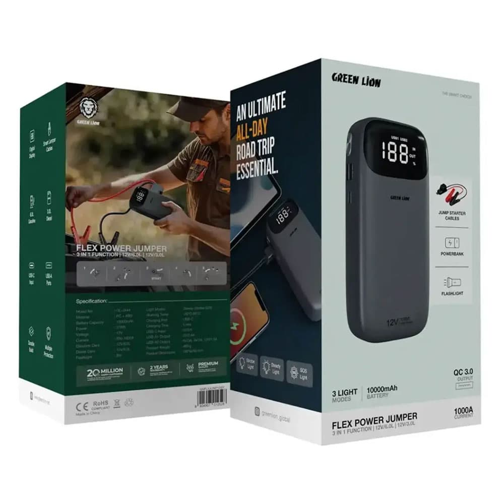 پاور بانک و جامپ استارتر گرین لاین مدل Green Lion Flex Power Jumper 10000mAh GL-JX44 — تصویر ۴