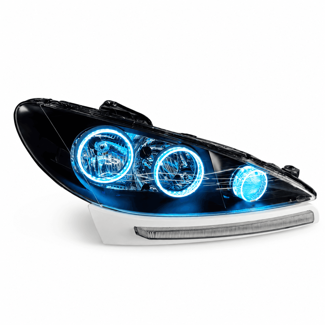 چراغ جلو دو عددی داخل مشکی آیس بلو نئون سهبعدی 3D پژو 206 و 207 | جفت