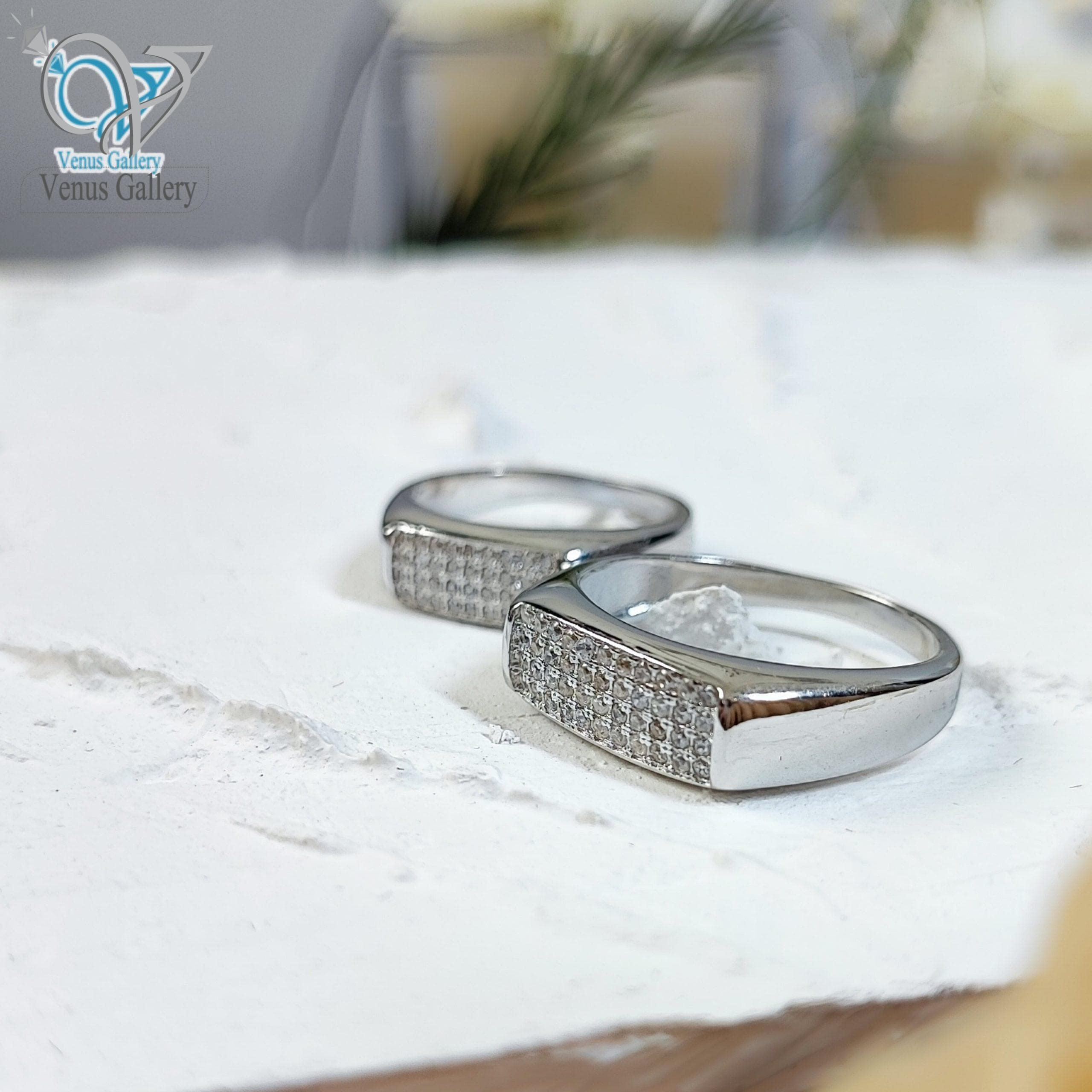 حلقه ست نقره طرح طلاسفید کد 3530 — تصویر ۳