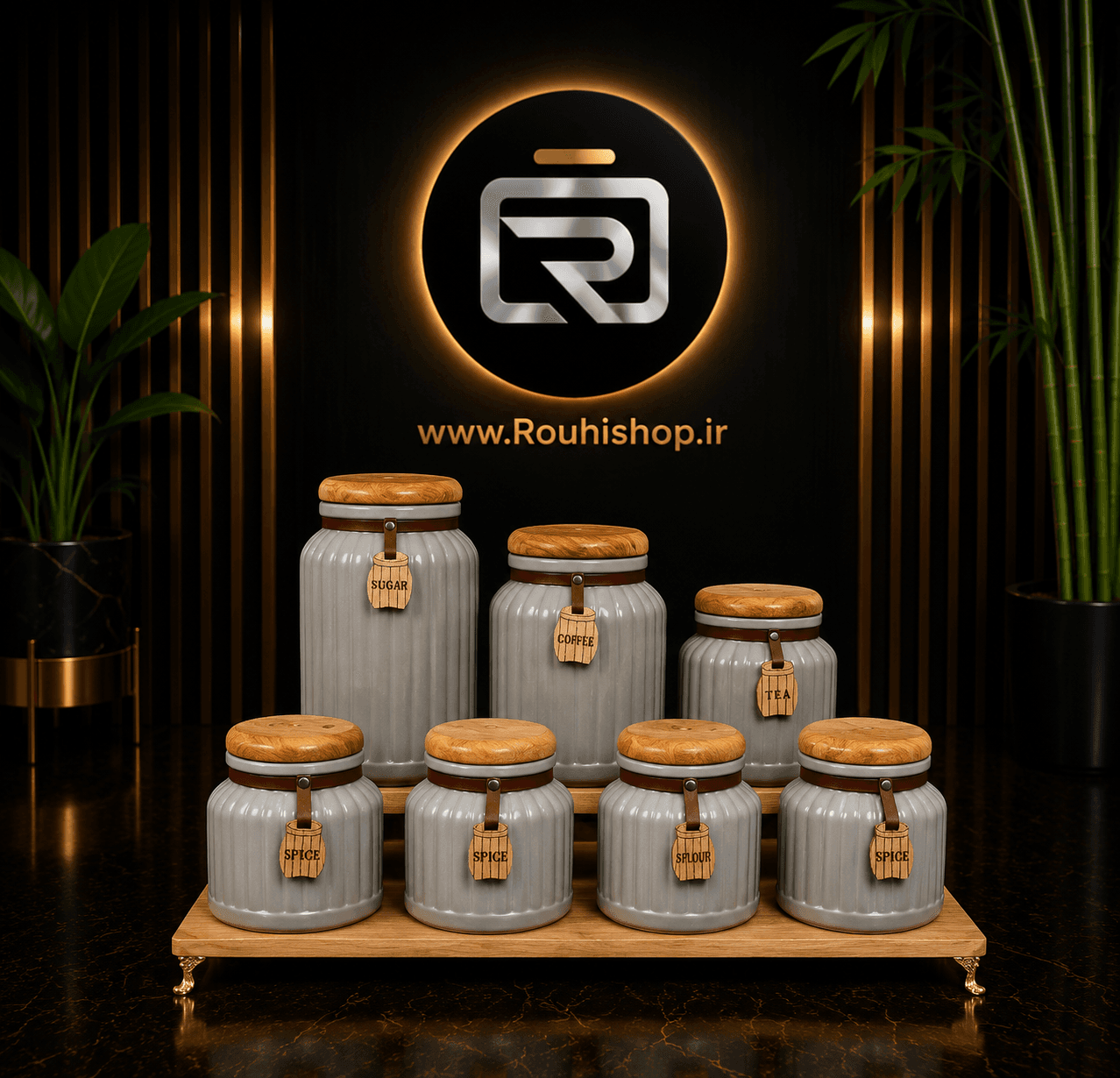 سرویس پای سماور گلکس درب بامبو سفید — تصویر ۲
