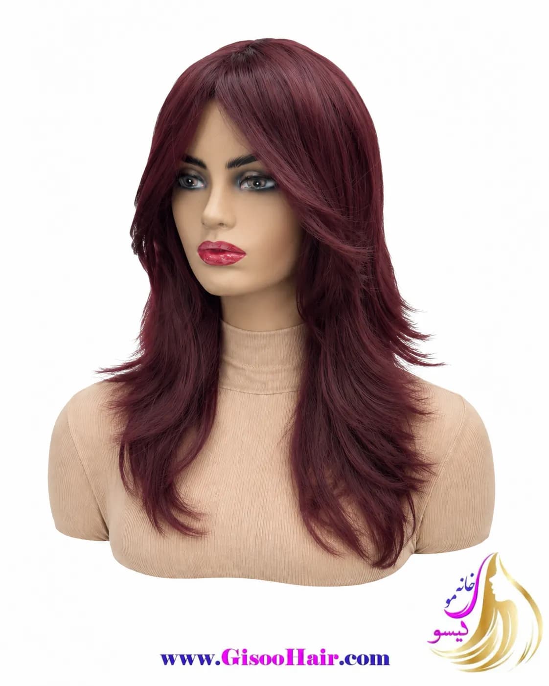 کلاه گیس شرابی کد 35