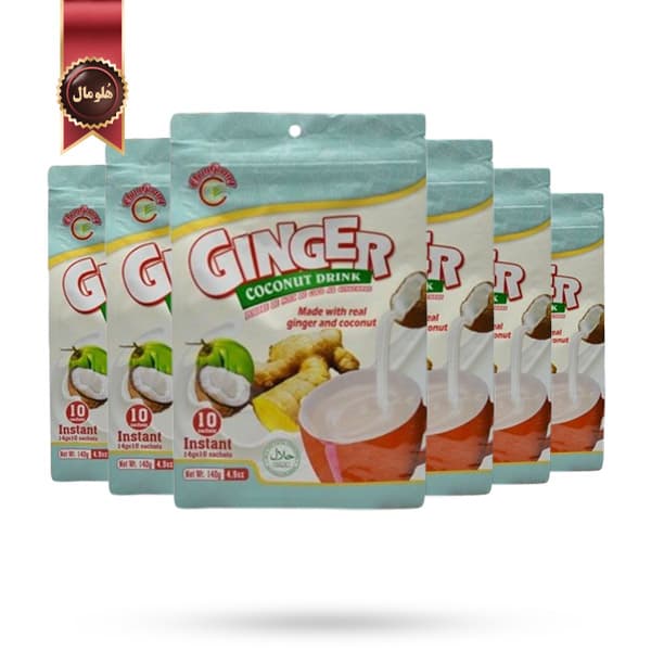 6 بسته پودر نوشیدنی فوری چون گانگ ChunGuang مدل زنجبیل و نارگیل Ginger coconut drink پک 10 عددی (اورجینال)