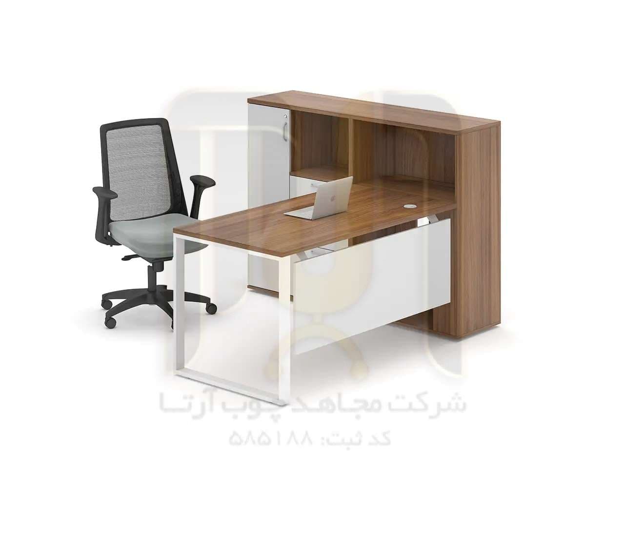 میز مدیریتی اداری با کتابخانه (NEW) مجاهد چوب آرتا