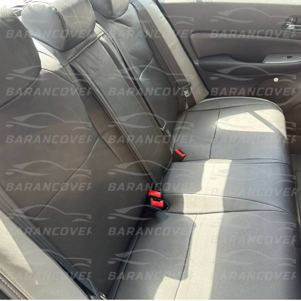 روکش صندلی هوندا سیتی (honda city) چرم رنگ مشکی نوار طوسی — تصویر ۲