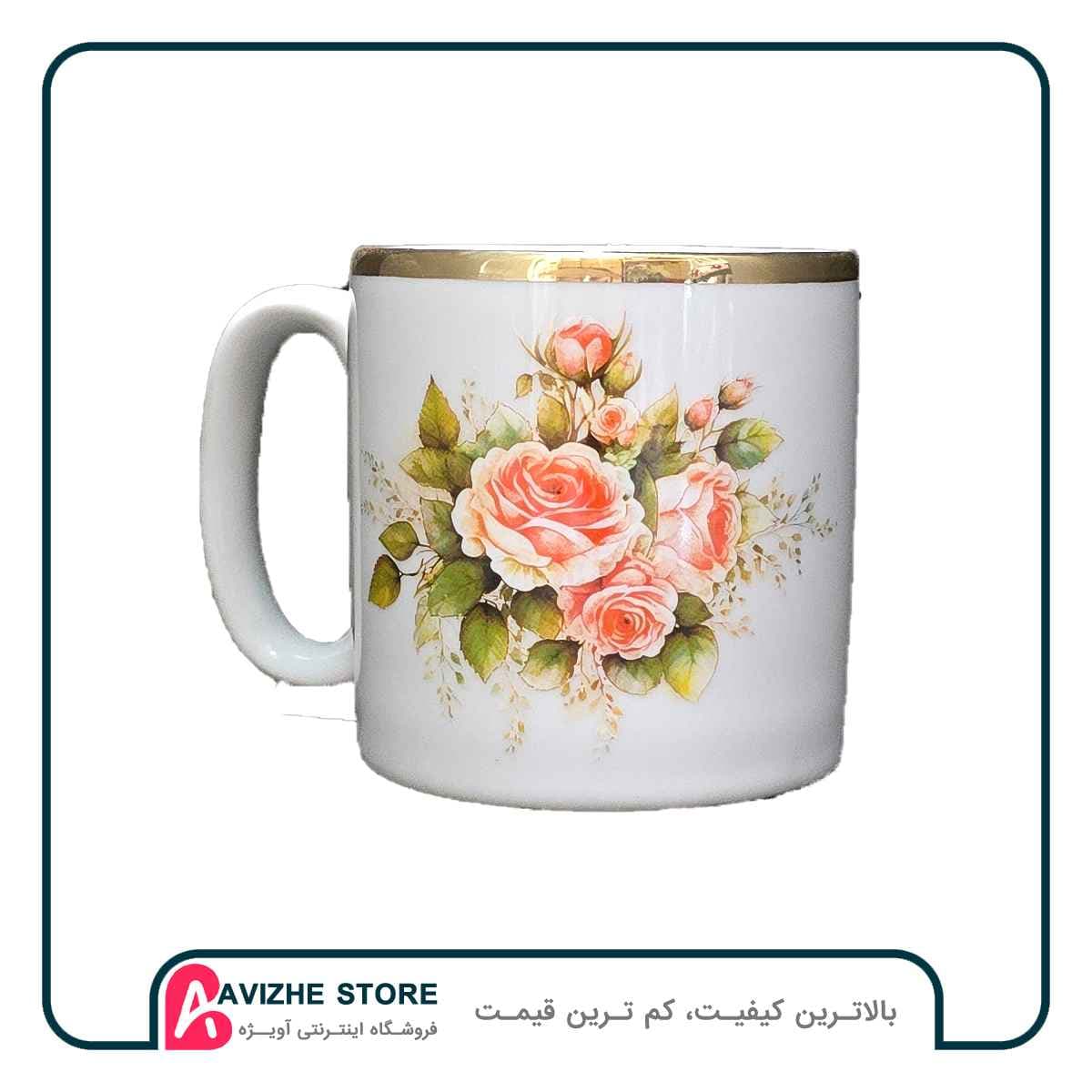 ماگ لیوان چینی لب طلایی زرین استوانه (چینی تقدیس)