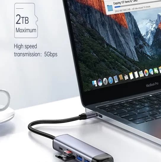 هاب شارژر تایپ سی 6 پورت مک دودو Mcdodo HU-7740 6 in 1 USB-C HUB — تصویر ۳