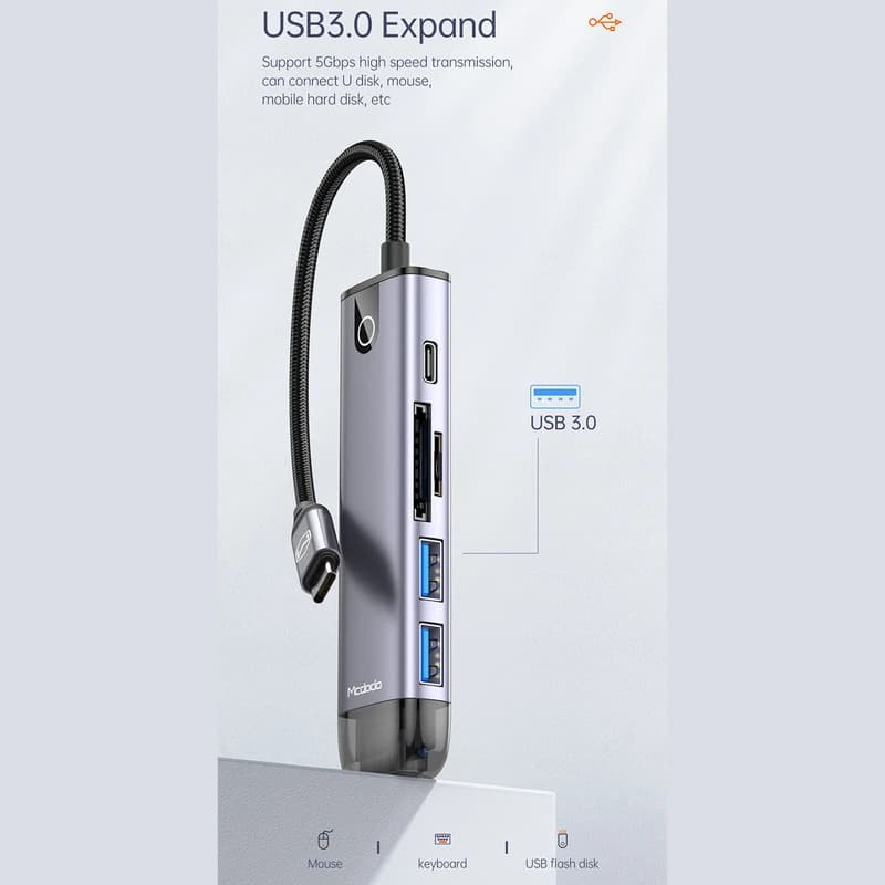 هاب شارژر تایپ سی 6 پورت مک دودو Mcdodo HU-7740 6 in 1 USB-C HUB — تصویر ۸