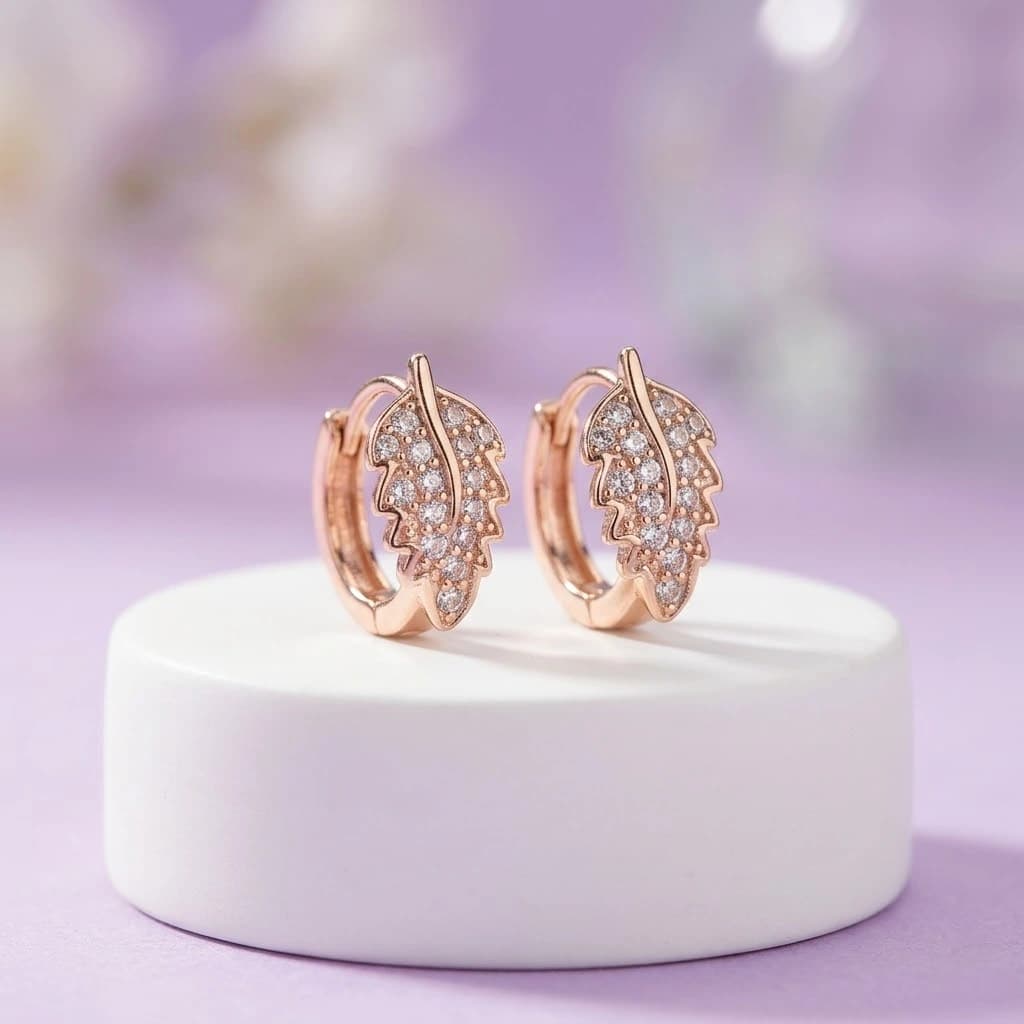 گوشواره ژوپینگ برگ نگین دار