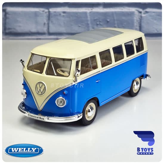 ماکت فولکس واگن ون تی یک 1963 آبی ویلی(Volkswagen T1 Bus 1963 welly)