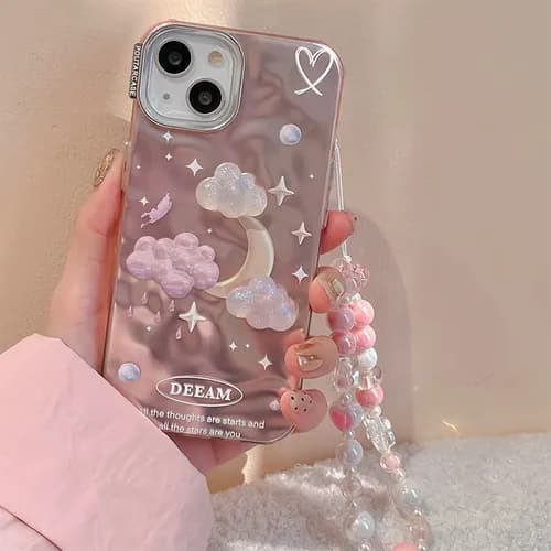 قاب گوشی ایفون طرح برجسته همراه با اویز مرواریدی برند Poutarcase — تصویر ۲