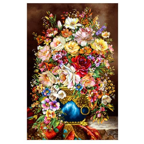 نخ و نقشه تابلوفرش گل و گلدان کد 25293