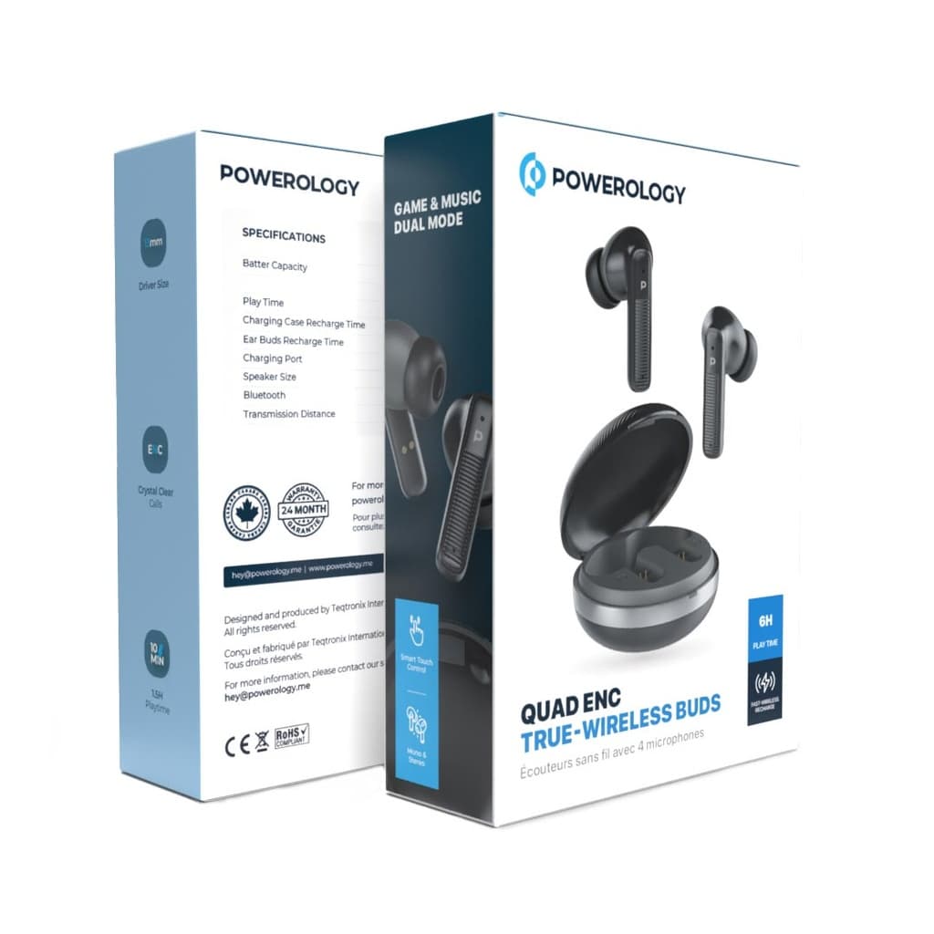هندزفری بلوتوثی پاورولوژی مدل Powerology TWS Earphone with Quard Mic ENC — تصویر ۷