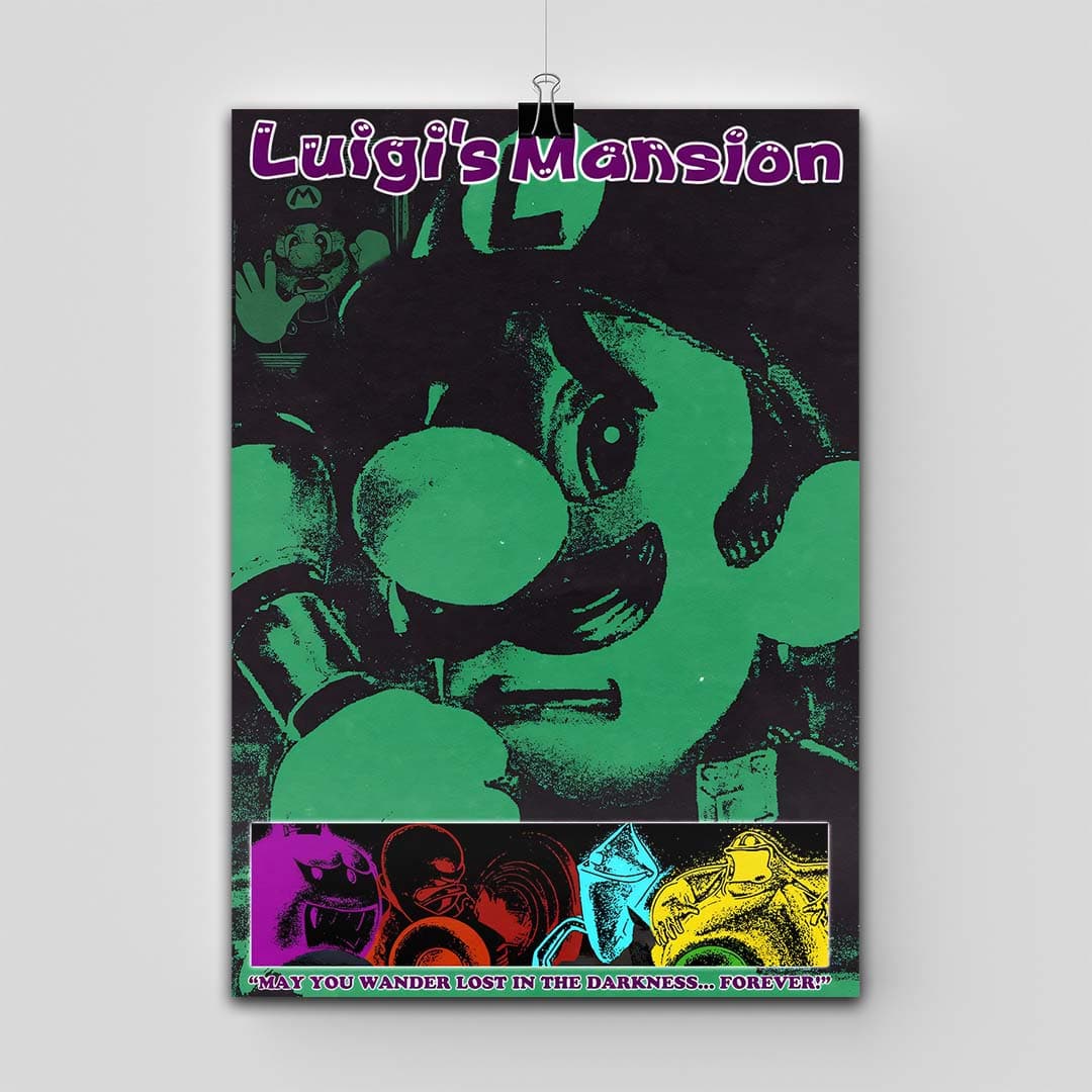 پوستر Luigi’s Mansion طرح Scared Green