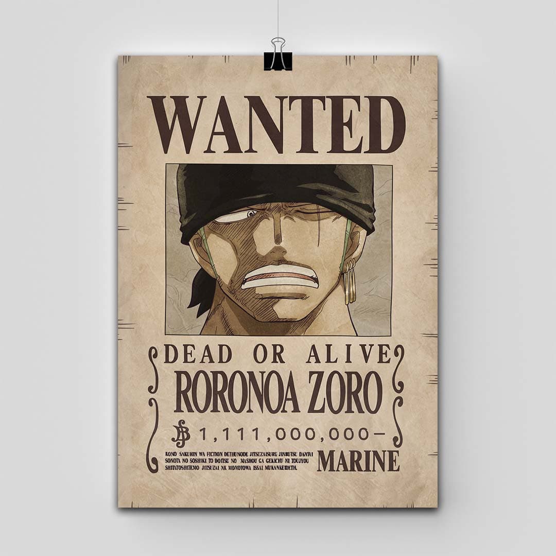پوستر One Piece طرح Wanted: Roronoa Zoro