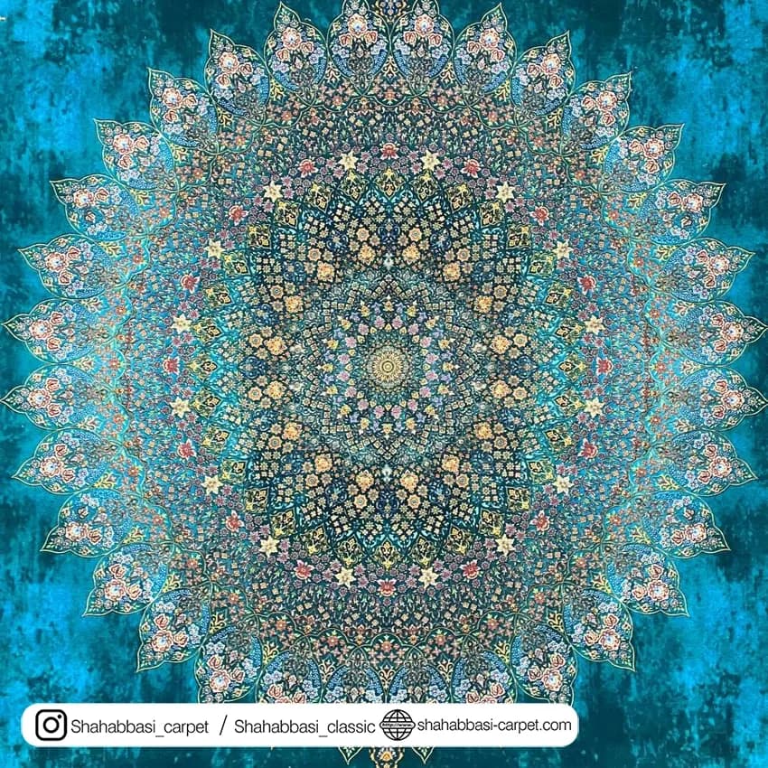 فرش 77 رج کد 77112 سبزآبی — تصویر ۴