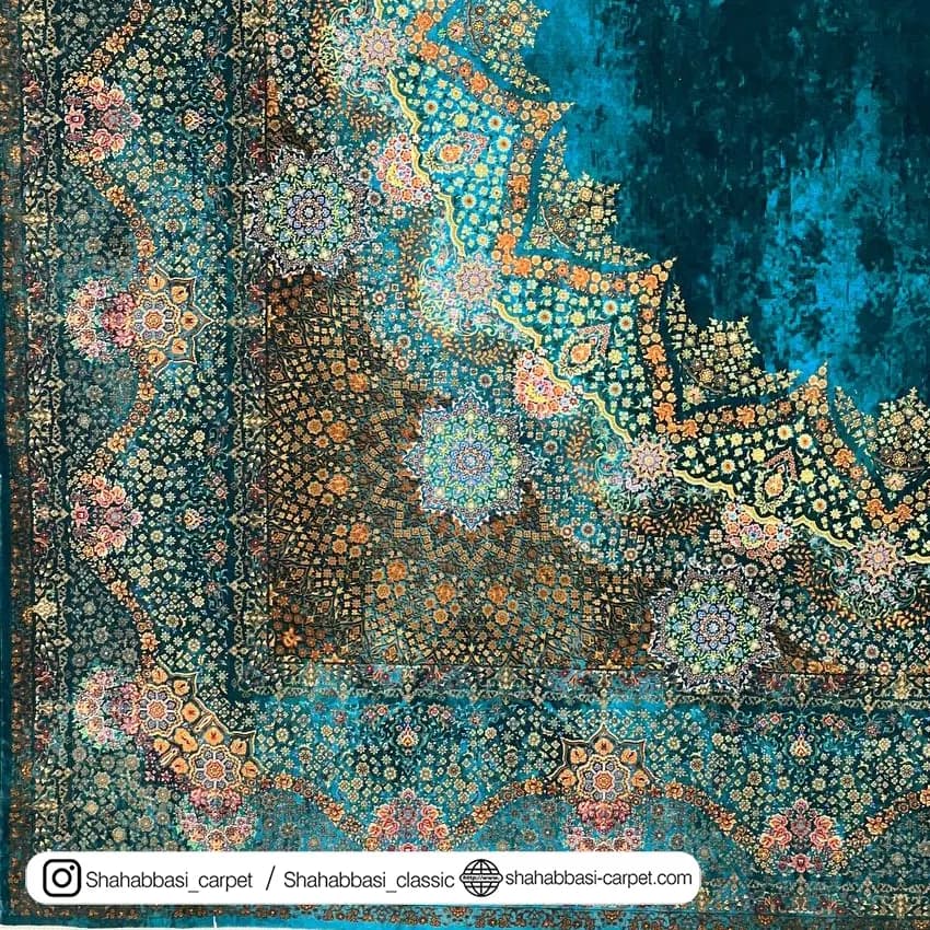 فرش 77 رج کد 77112 سبزآبی — تصویر ۵