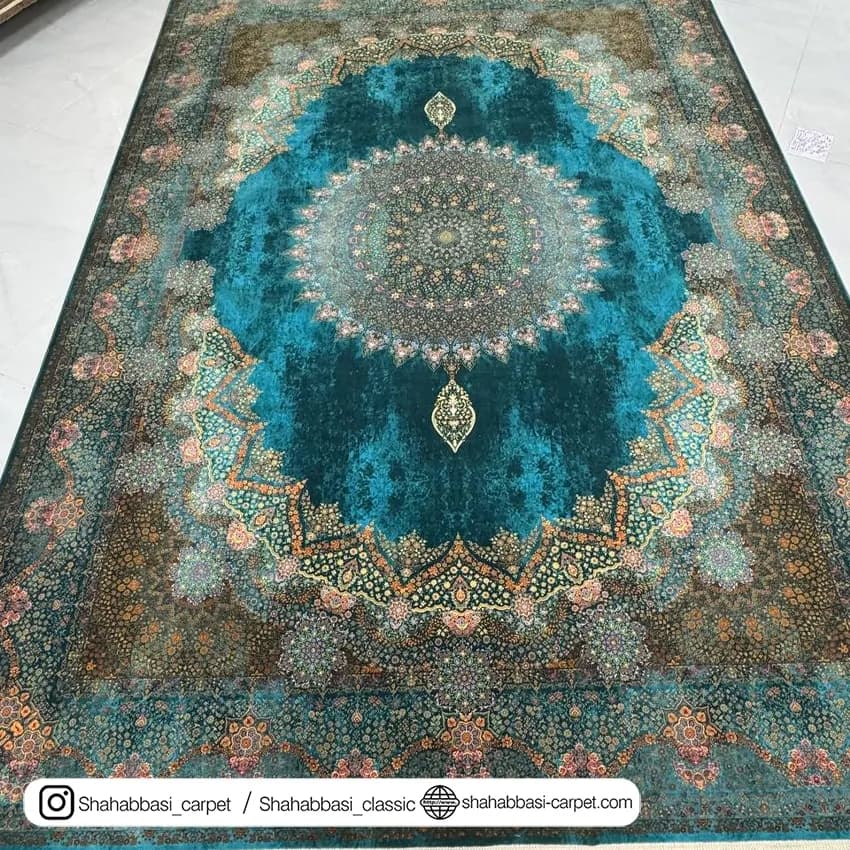 فرش 77 رج کد 77112 سبزآبی — تصویر ۸