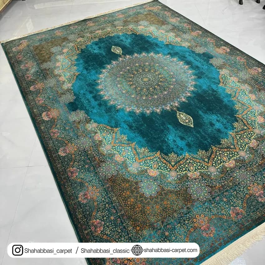 فرش 77 رج کد 77112 سبزآبی — تصویر ۹