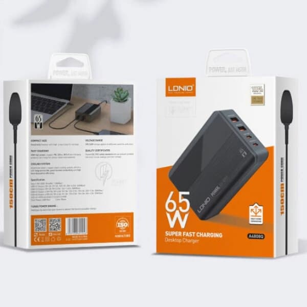 هاب شارژر ۴ پورت الدینیو LDNIO A4808Q توان ۶۵ وات — تصویر ۲