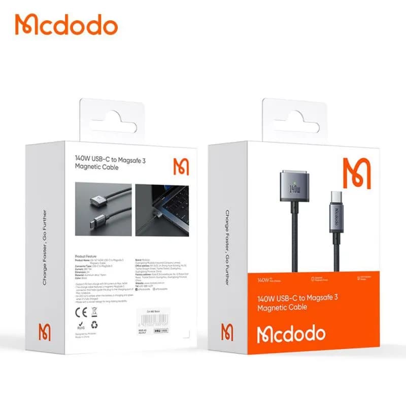 کابل شارژر مگ سیف مک بوک مک دودو Mcdodo CA-1470 طول ۲ متر توان ۱۴۰ وات — تصویر ۶