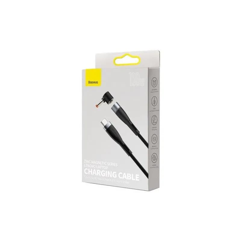 کابل شارژر مگنتی لپ تاپ لنوو بیسوس Baseus Zinc Lenovo Type C to DC CATXC-T01 طول ۲ متر توان ۱۰۰ وات — تصویر ۴