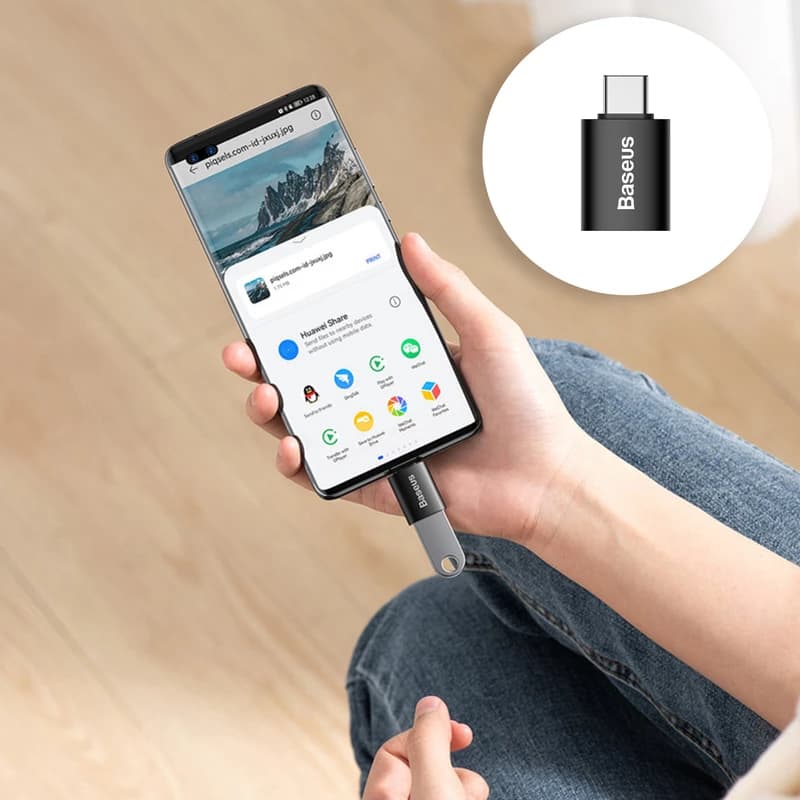 تبدیل OTG تایپ سی به USB 3.1 بیسوس Baseus Ingenuity Mini OTG Adaptor Type C to USB-A 3.1 ZJJQ000001 — تصویر ۳