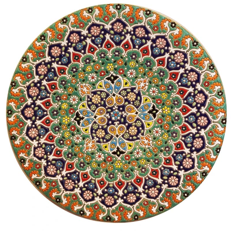 بشقاب میناکاری سفالی زمانیان کد M21506