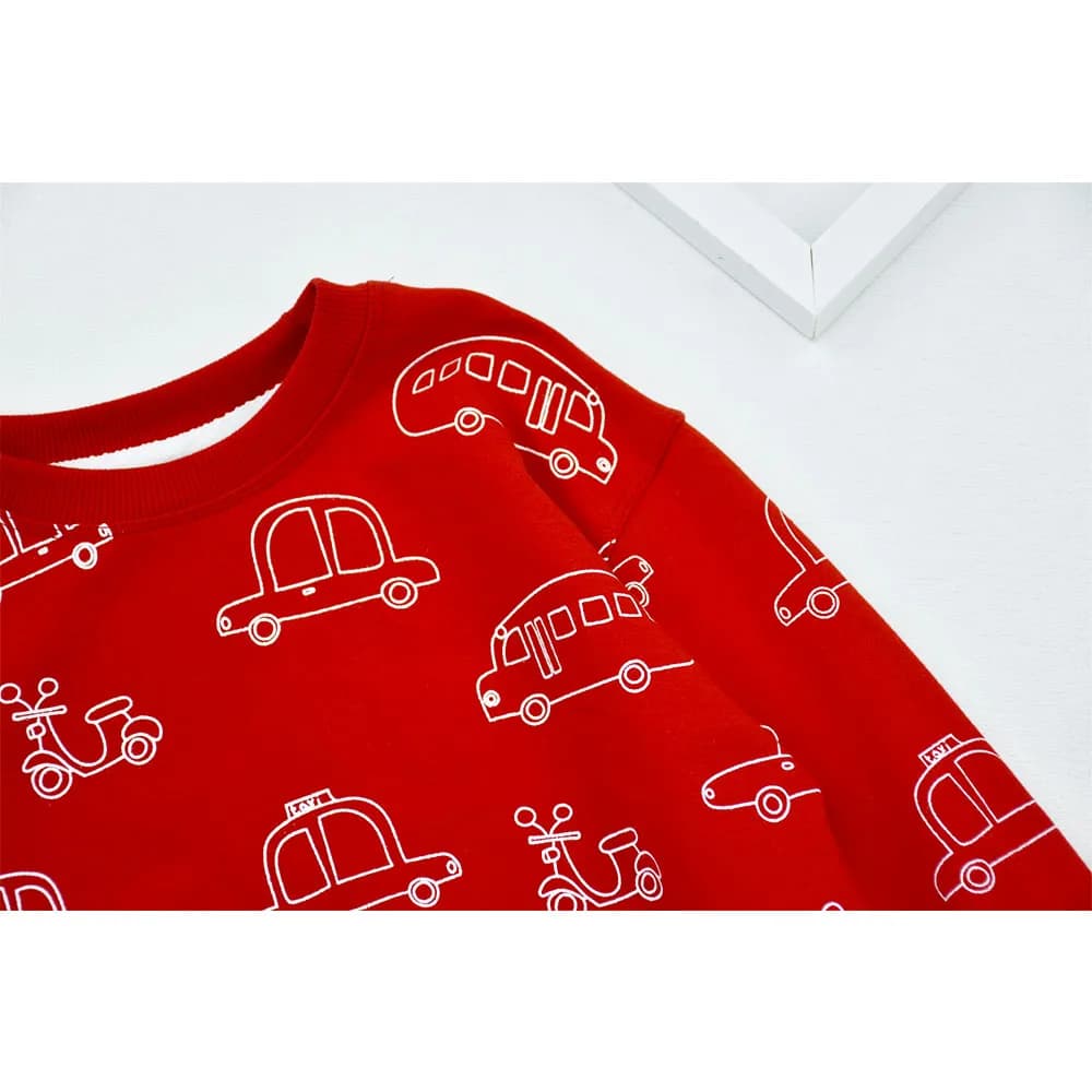 بلوز پسرانه دورس پنبه طرح ماشین قرمز مناسب پاییز و زمستان — تصویر ۵