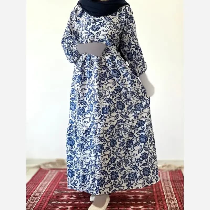 پیراهن ساحلی زنانه جنس فلور بوگاتی فری سایز قد 135 — تصویر ۳