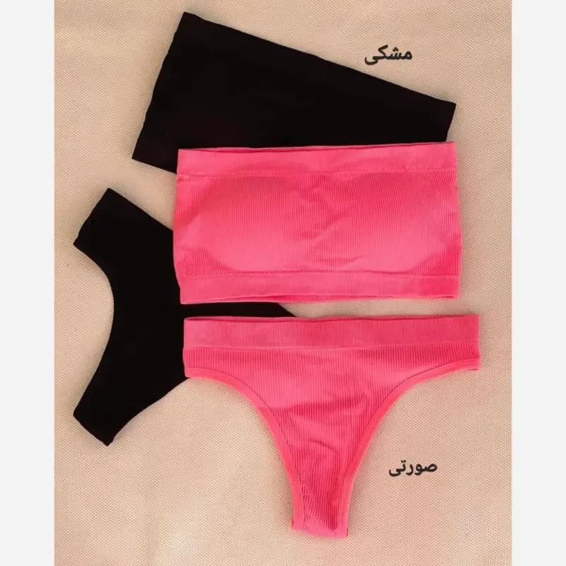ست نیمتنه دکلته و شورت بکلس نخی کبریتی کاپدار متحرک سایز 38 تا 46 — تصویر ۴