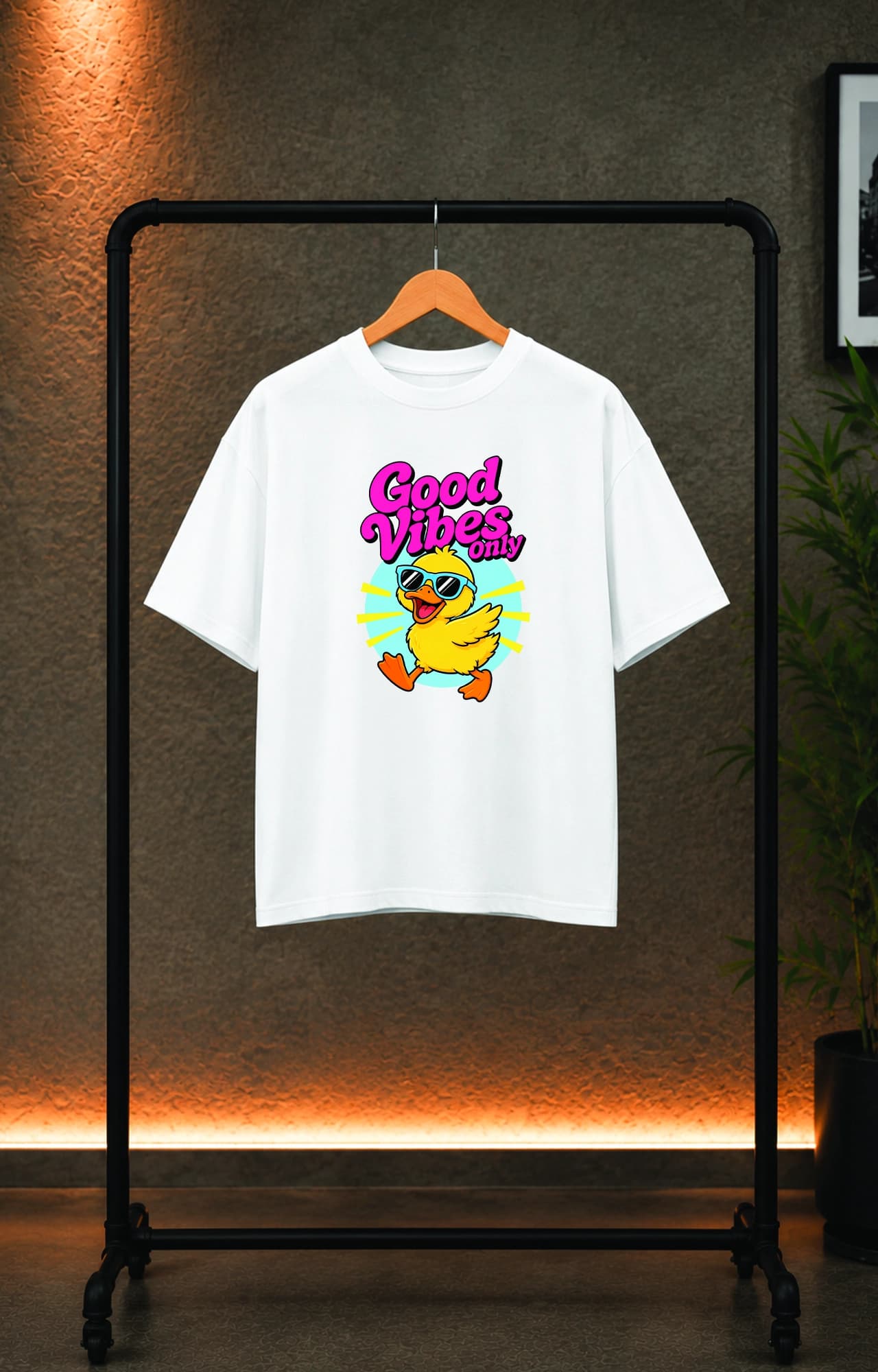 تیشرت باکسی ترک دخترانه طرح ادرک good vibes only کد 5183 — تصویر ۳