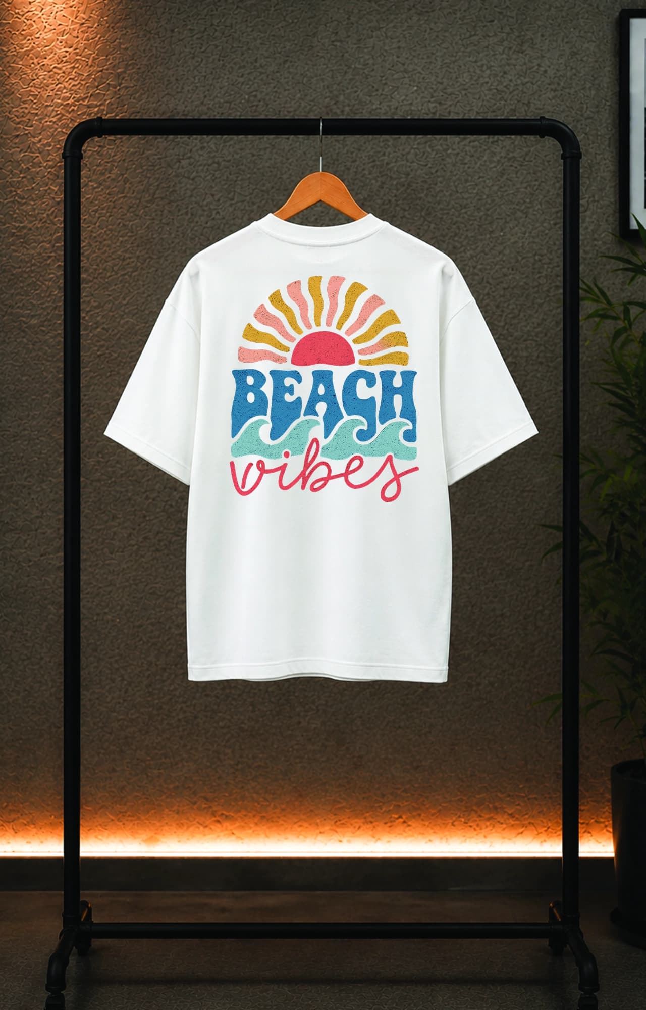 تیشرت باکسی ترک دخترانه طرح تابستون beach vibes summer کد 5090 — تصویر ۳