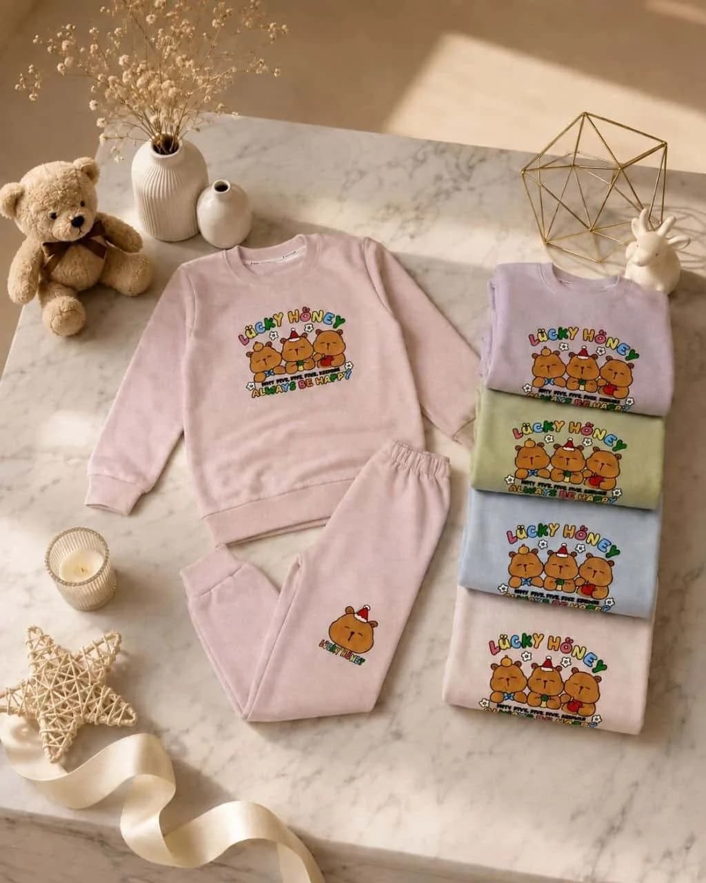 بلوز شلوار دخترانه طرح Lucky Honey