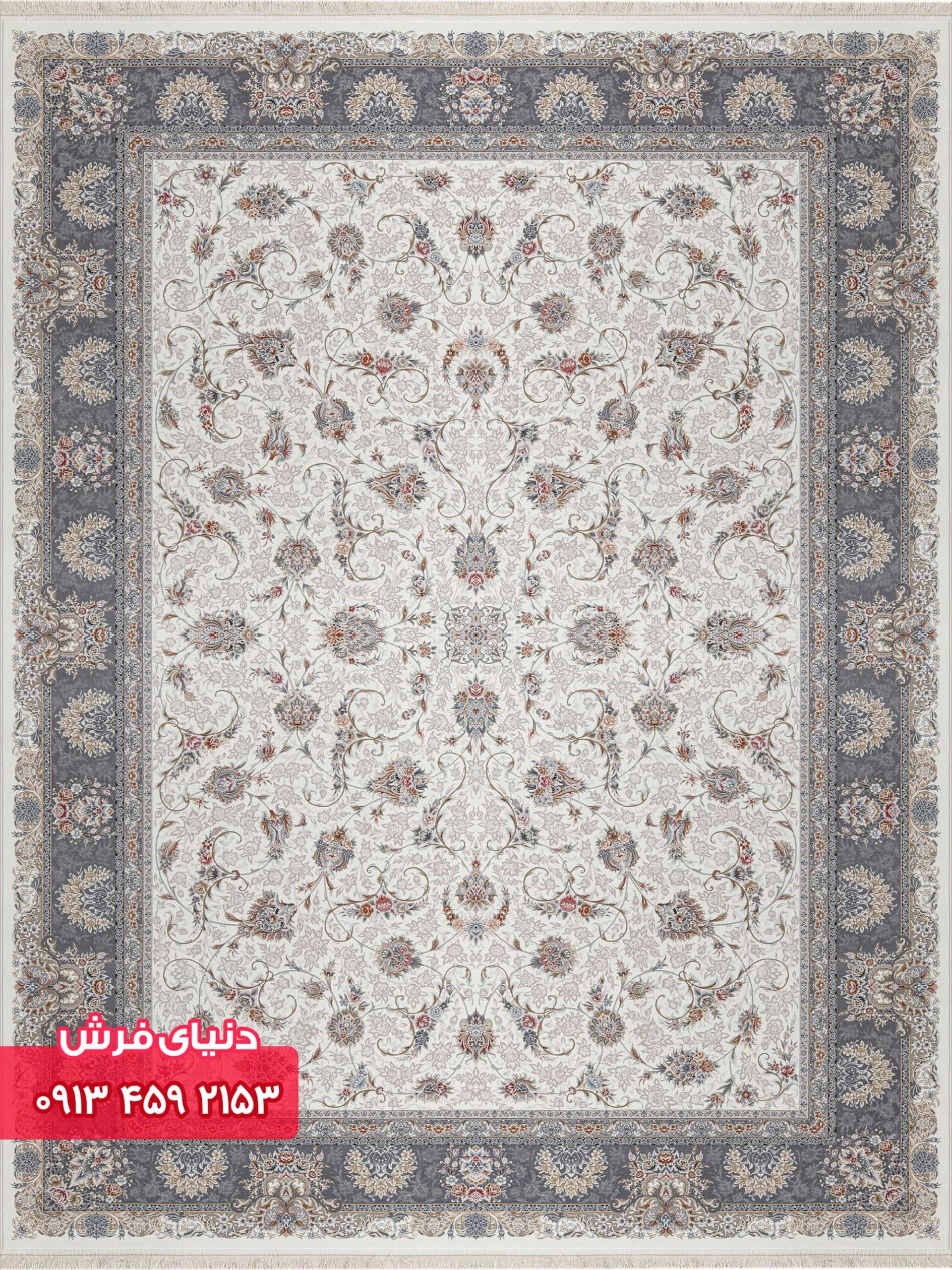 فرش افشان کد 12807 زمینه کرم