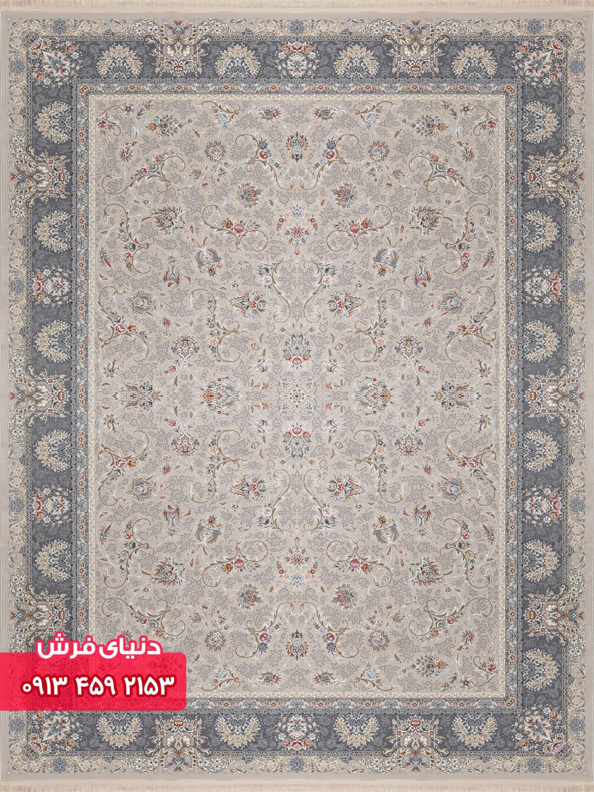 فرش افشان کد 12807 زمینه بژ