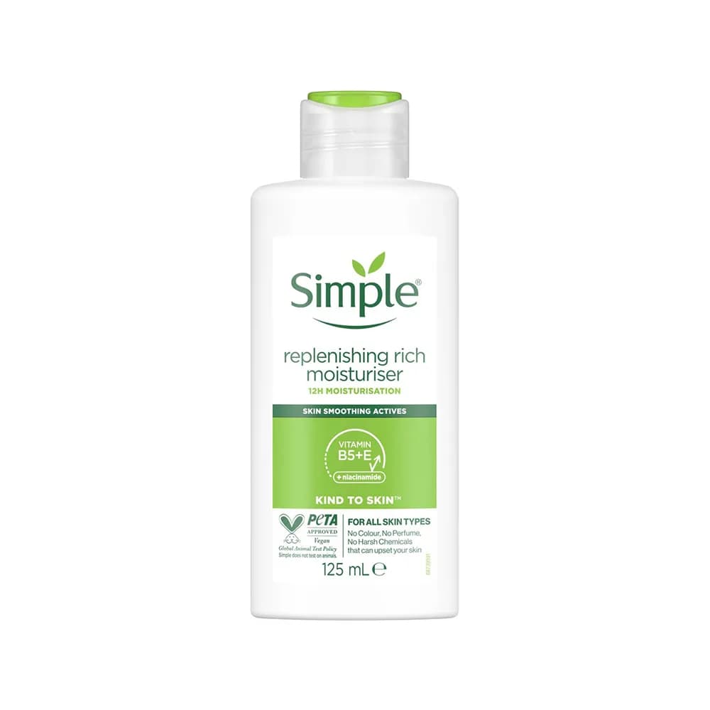 کرم آبرسان و مرطوب کننده سیمپل Simple مدل ریچ مناسب پوست خشک و نرمال حجم 125ml اصل
