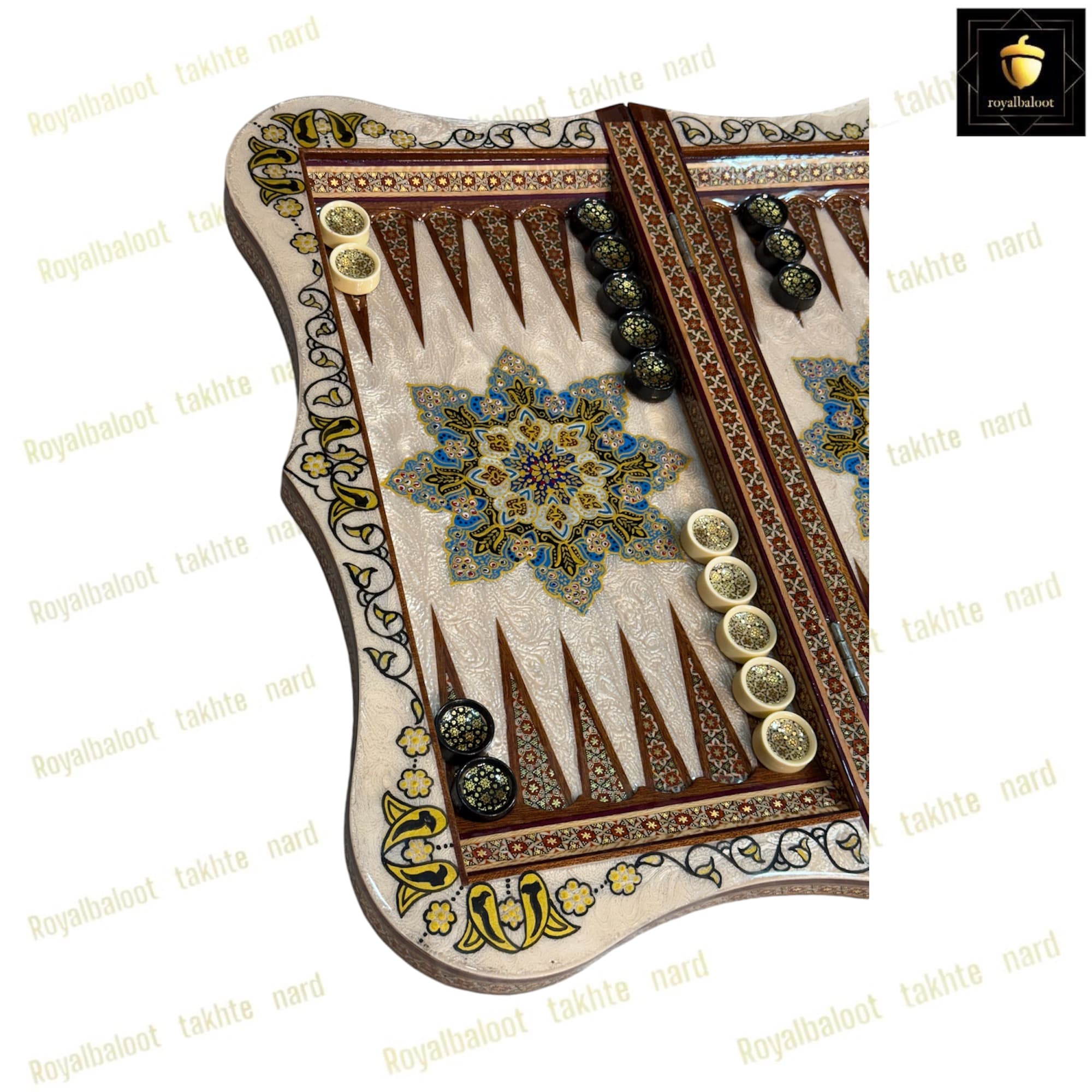 تخته نرد خاتم کاری تذهیب کد 218 — تصویر ۶