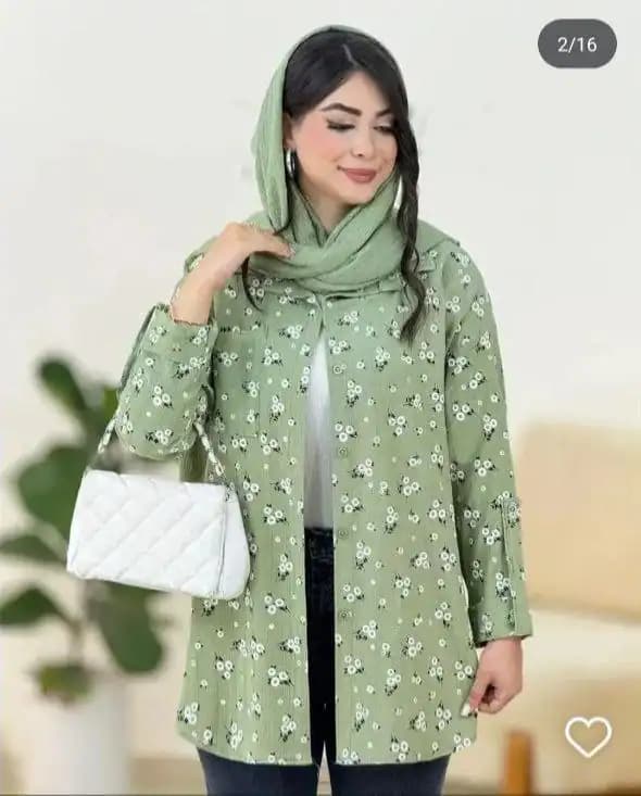 شومیز مانتویی گل گچی مدل حنا — تصویر ۲