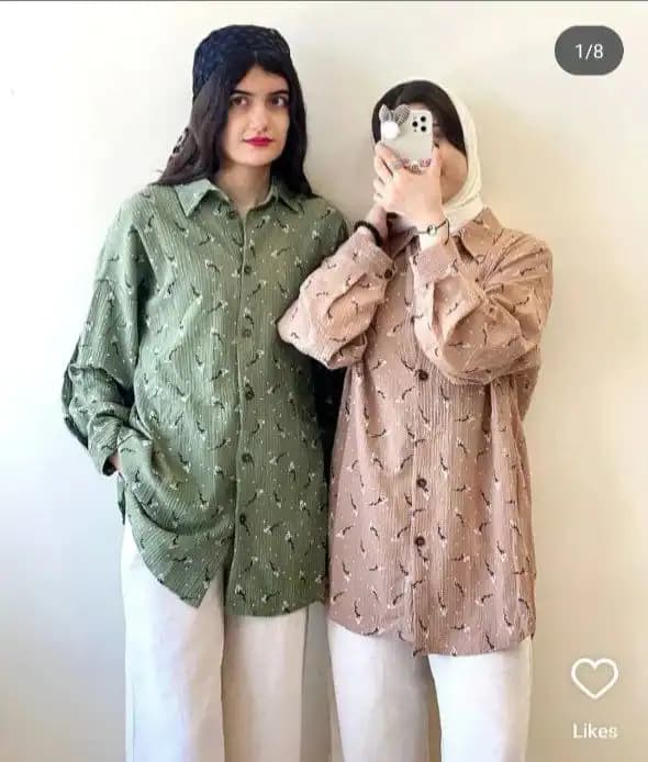 شومیز مانتویی گل گچی مدل حنا — تصویر ۳