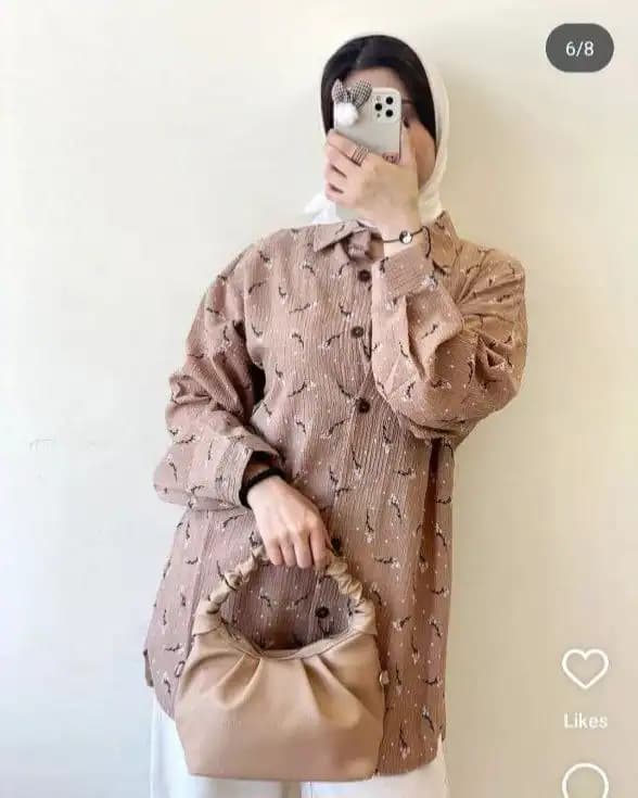 شومیز مانتویی گل گچی مدل حنا — تصویر ۴