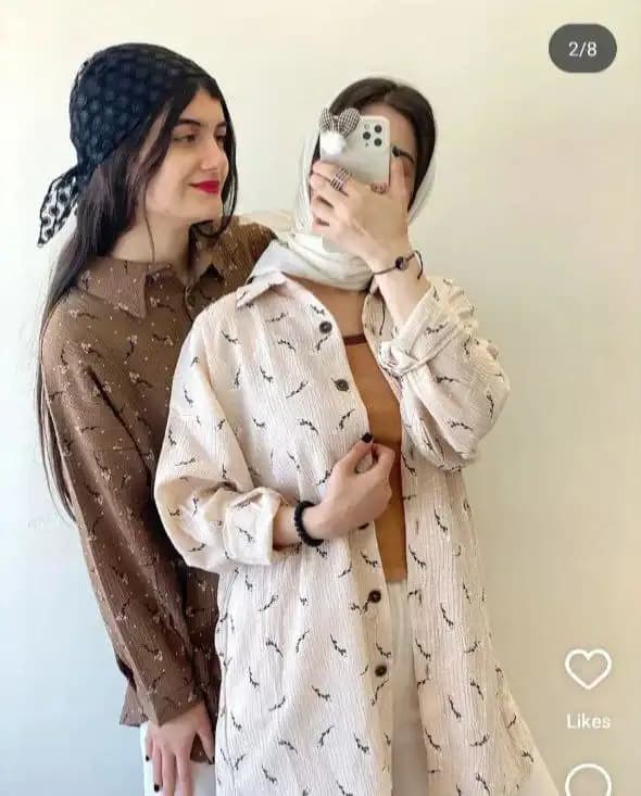 شومیز مانتویی گل گچی مدل حنا — تصویر ۵
