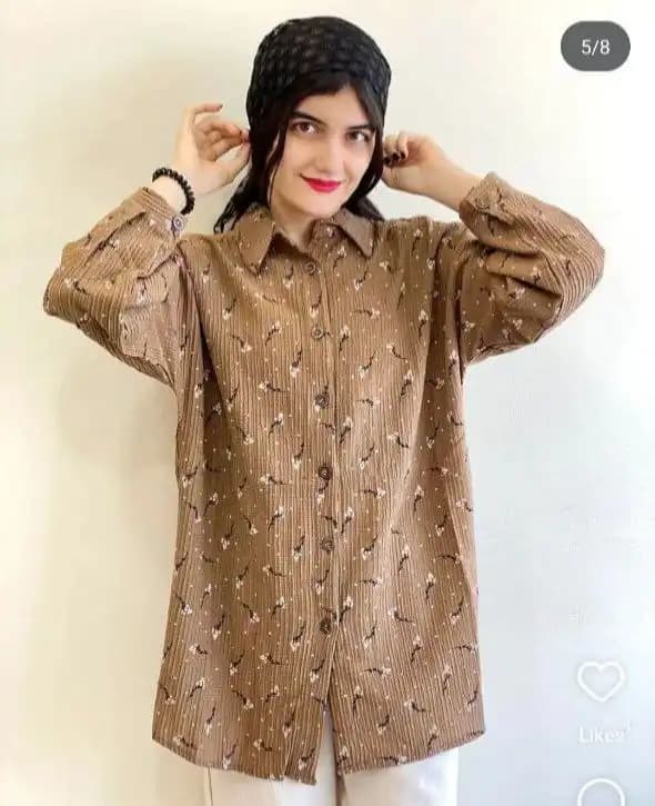 شومیز مانتویی گل گچی مدل حنا — تصویر ۶