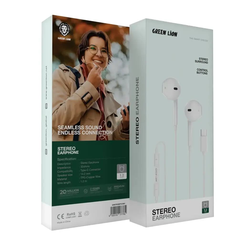 هندزفری گرین لاین مدل (Green Lion Stereo Earphone (Type-C — تصویر ۳