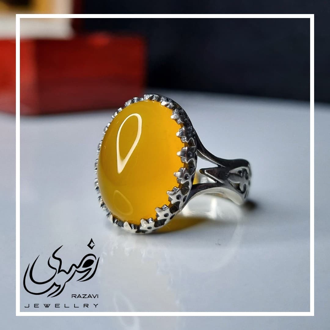 انگشتر مردانه نقره شرف الشمس طرح نیزه 13*18کد 145