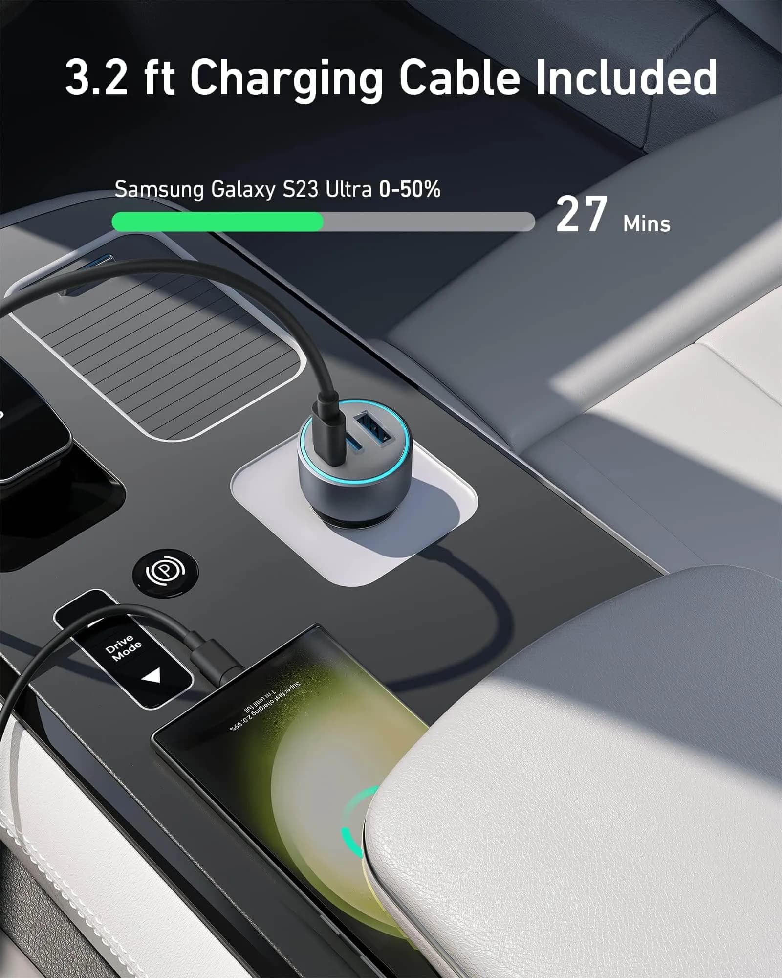 شارژر فندکی انکر 67 وات همراه با کابل تایپ سی Anker 535 Car Charger (67W) مدل B2731 — تصویر ۸