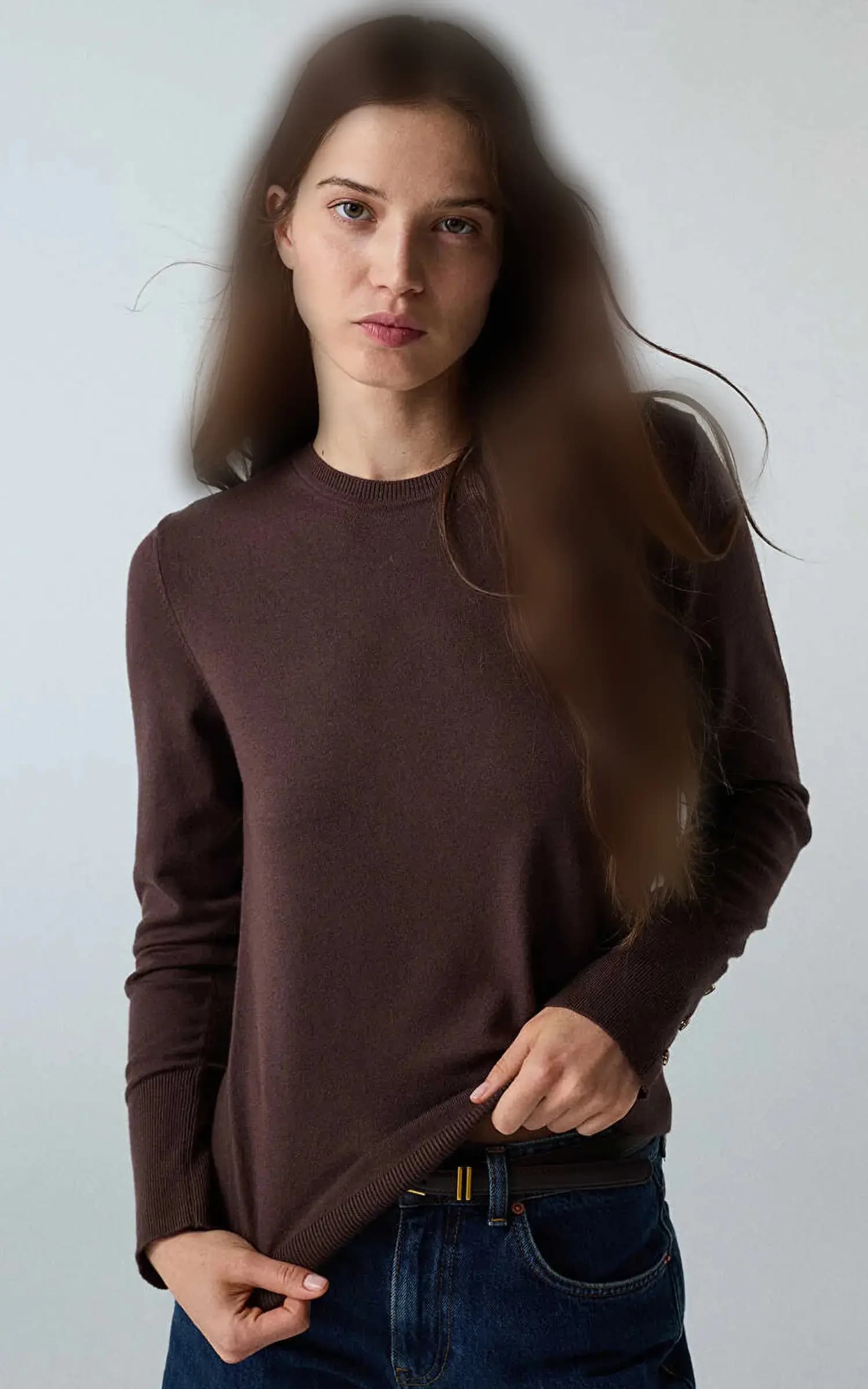 بلوز زنانه ساده آستین بلند یقه گرد IPEKYOL با کد IW6260050176 — تصویر ۳